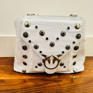 PINKO Top Handle White Leather Bag